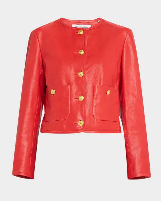 Andrea Button-Down Leather Jacket
